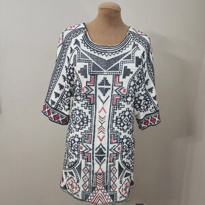 Tolani dress size s embroidered tunic length dress v back